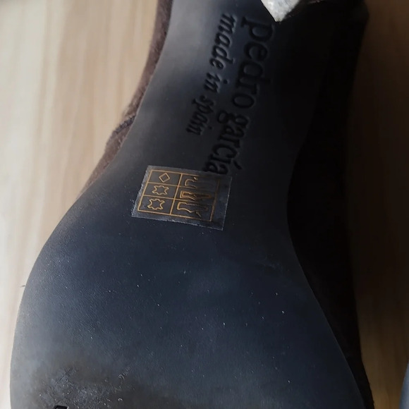 Pedro Garcia Brown Suede Peep Toe Booties, Cone Heel Size 38.5 US 8 - Picture 7 of 8